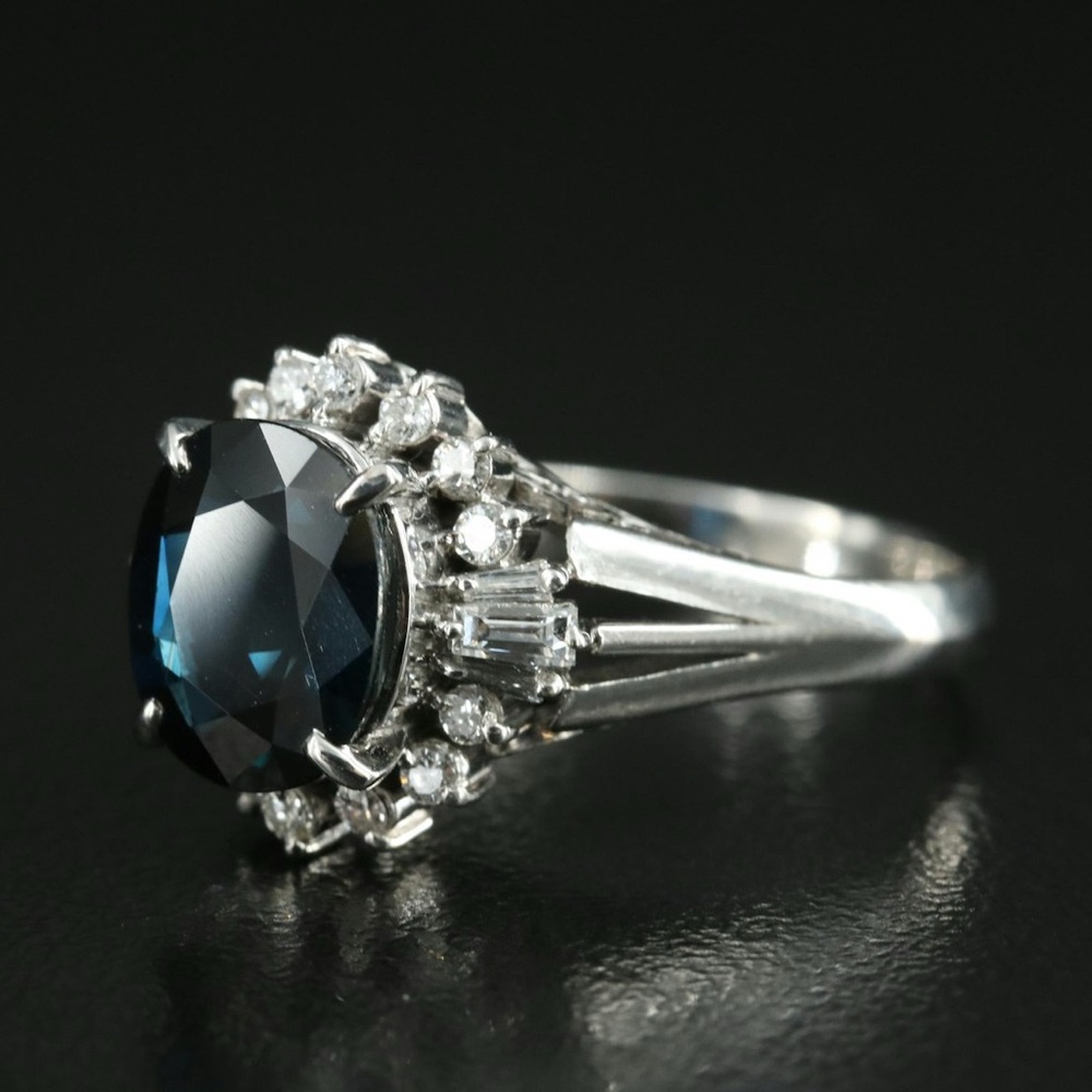 GIA No Heat 3.15CT Sapphire Diamond Platinum Ring Size 6.25 Australia Pt900
